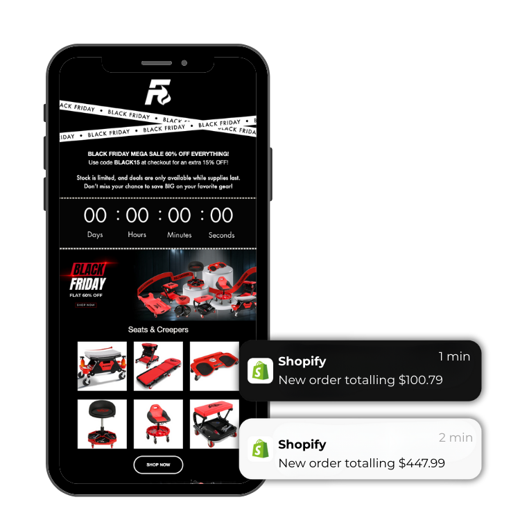 Real-time order notifications and Black Friday sale