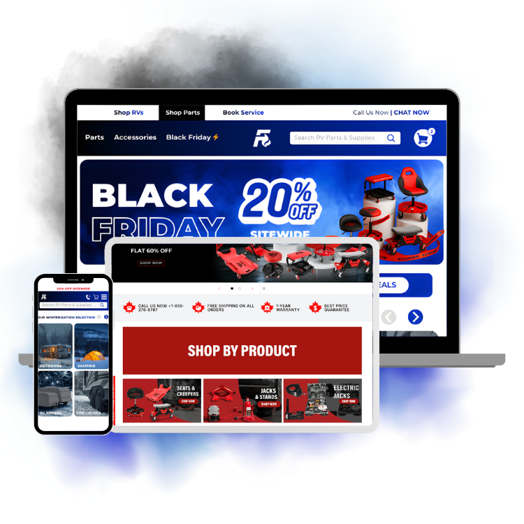 Fuelified RV Parts Store - Desktop and Mobile View