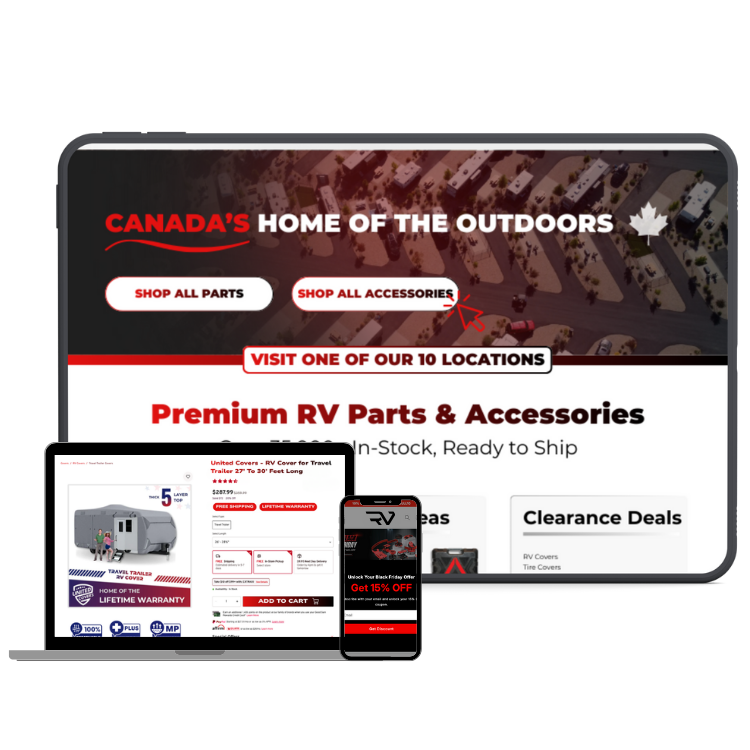 Premium RV storefront on multiple devices