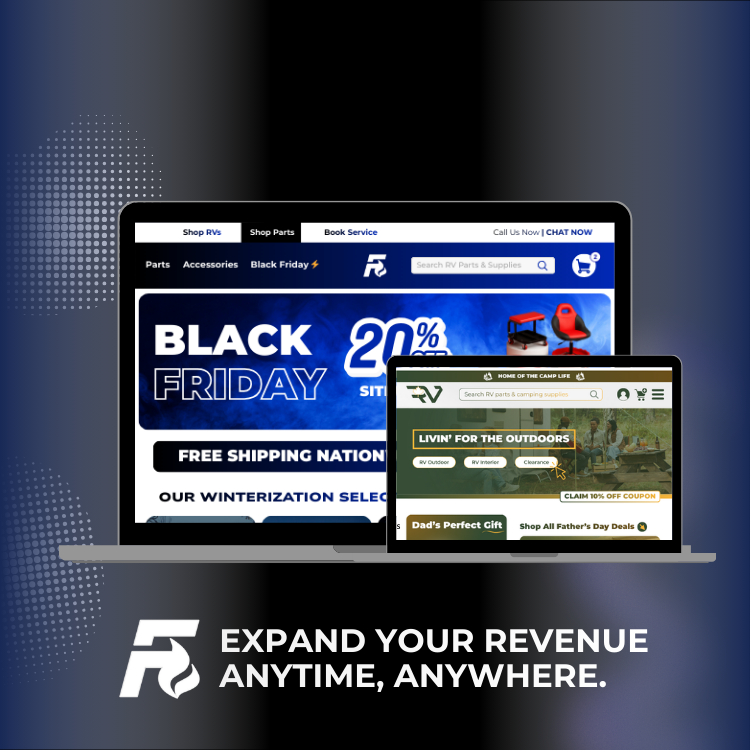 Expand your revenue anytime, anywhere - multiple branded RV parts storefronts